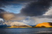 Sunset over a fjord in western Iceland.