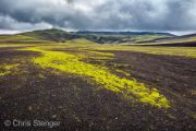 Lava field with green moss in the Central Highlands