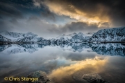 Winter landscape with fjord on the Lofoten