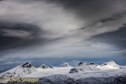 Mountain landscape in Jotunheimen under menacing sky