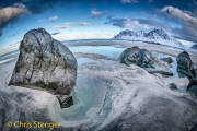 Fiseye image of the beach at Ramberg on the Lofoten Fiseye image of the beach at Ramberg on the Lofoten