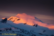 Sunset over snow covered mountains of Jotunheimen, Norway