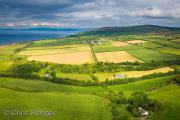 Aerial view over farmland in the southwest of the isle of Arran