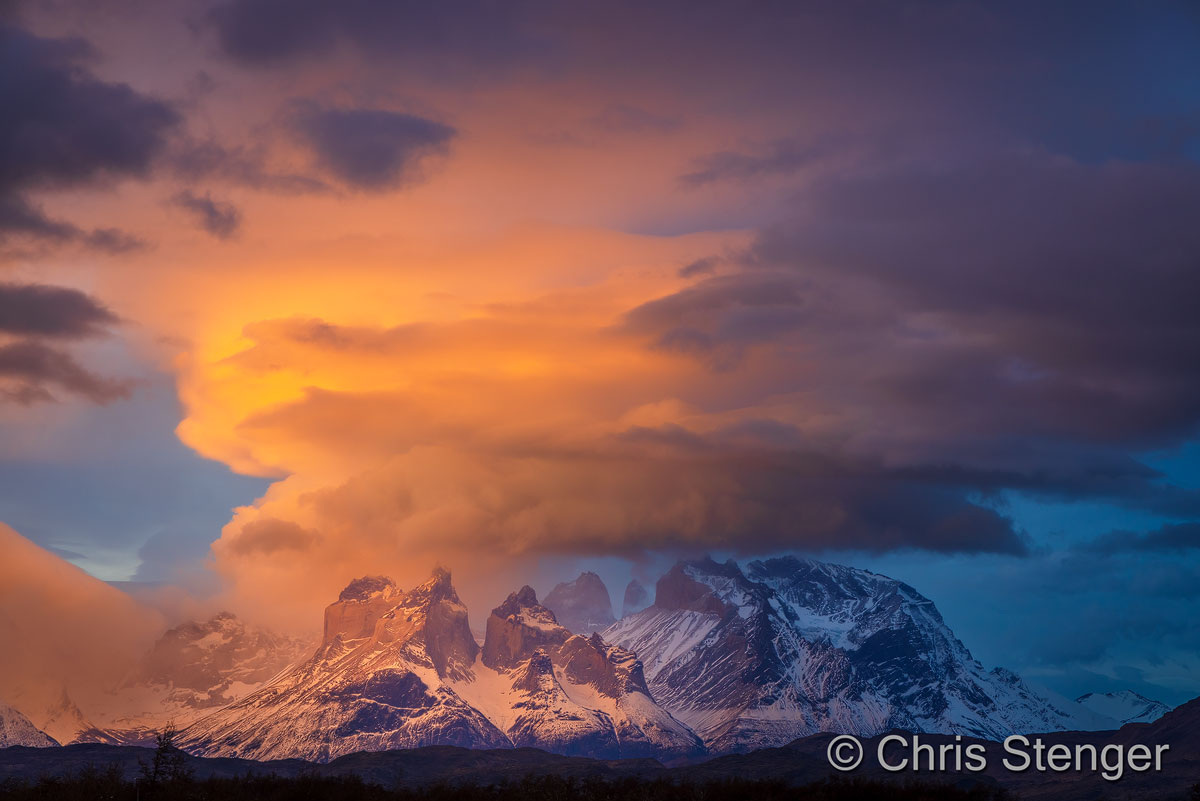Torres del Paine Nationaal Park zonsondergang